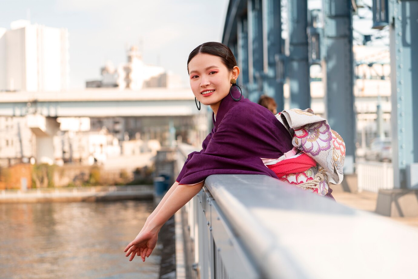 Japanese woman celebrating