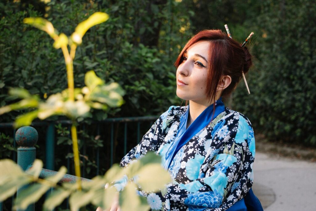 Pretty japan woman in garden