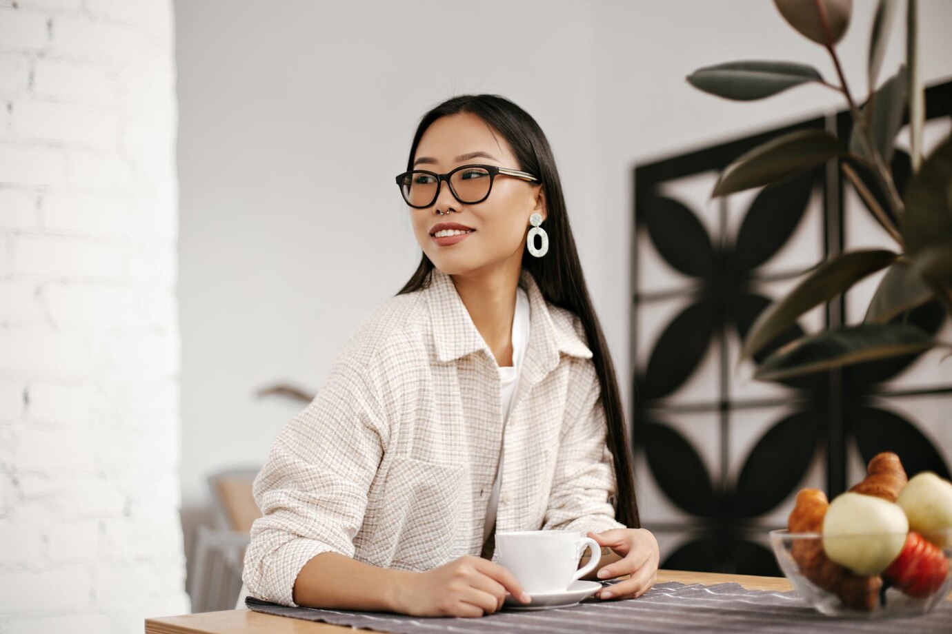 Young brunette Asian woman